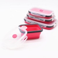 Collapsible mocrowave and freezer safe silicone food storage container  boxes with BPA free airtight plastic lids